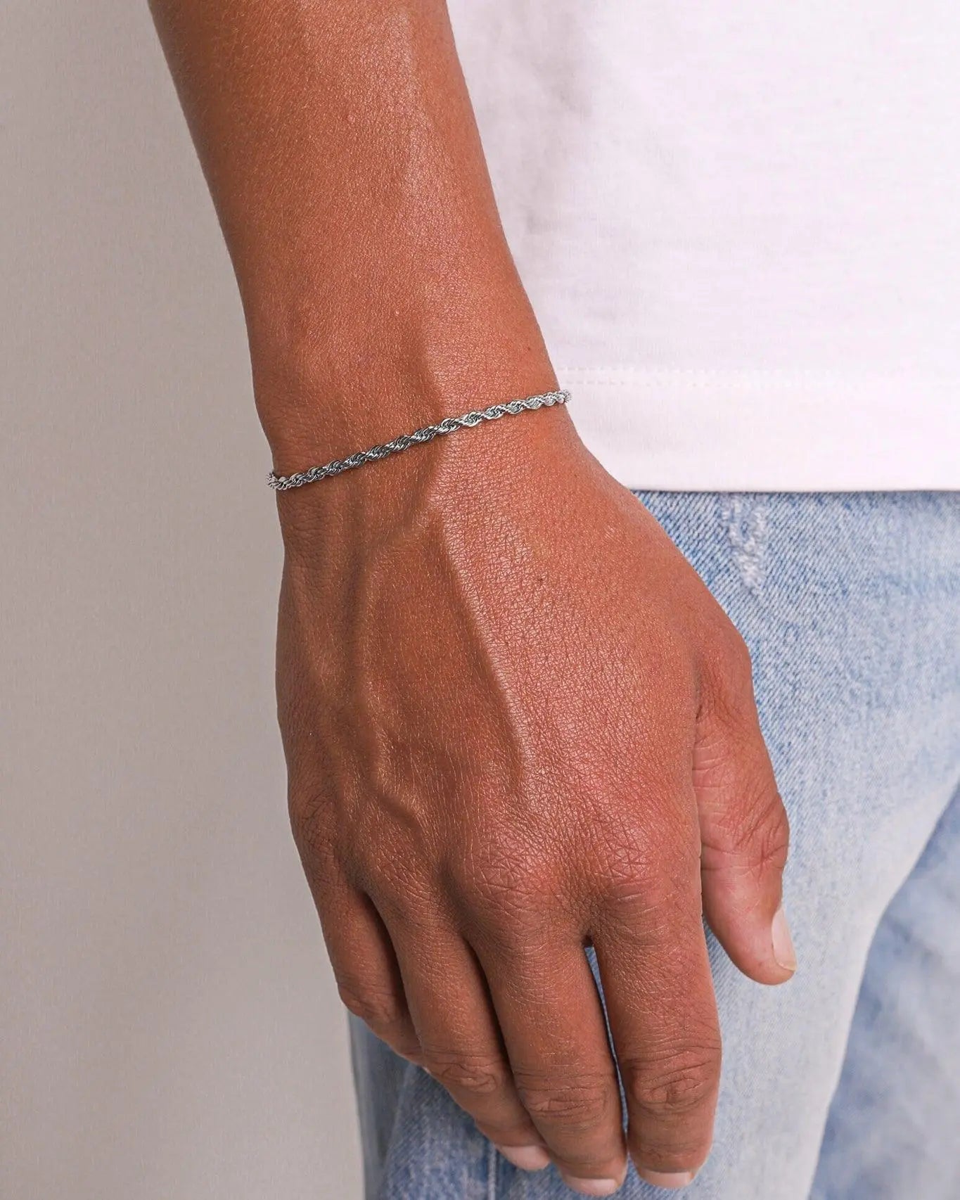 3MM Rope Bracelet - White Gold