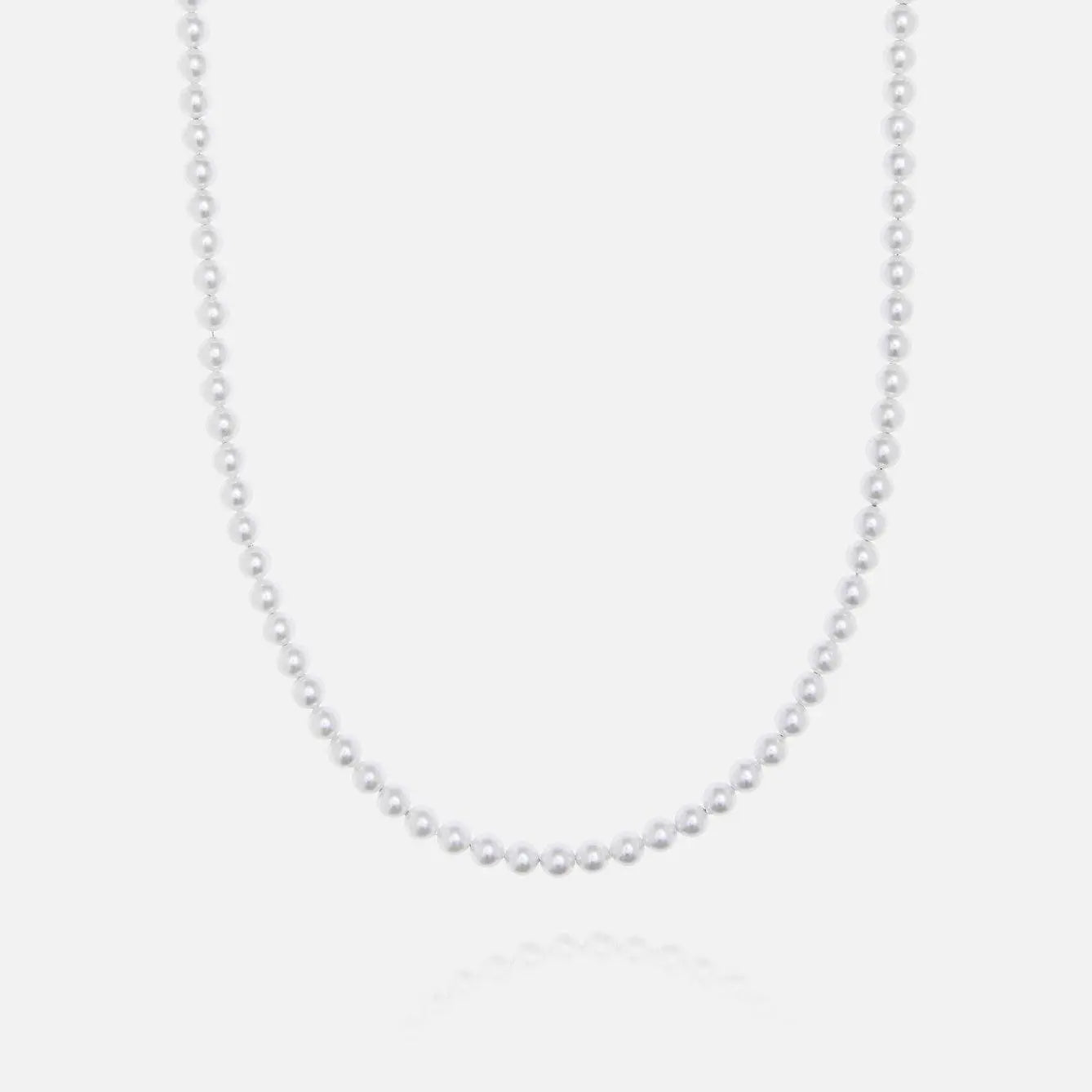 6mm Pearl Necklace - White Gold