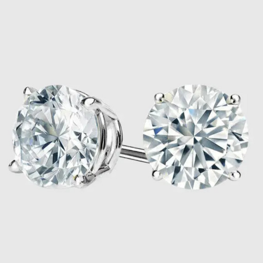 VVS ROUND STUD EARRINGS 5MM   - White Gold Vermeil