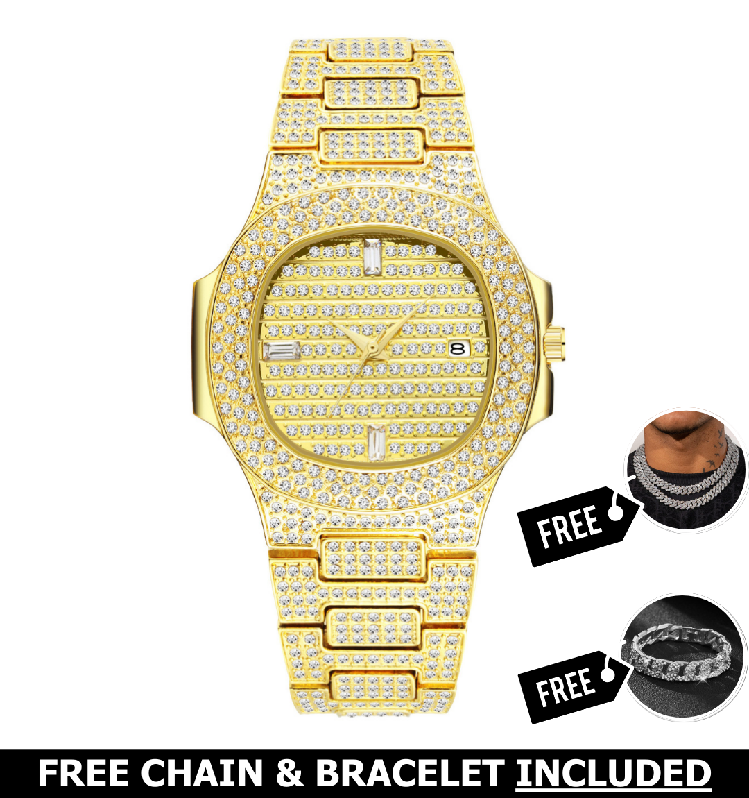 Citrine Iced Out Watch