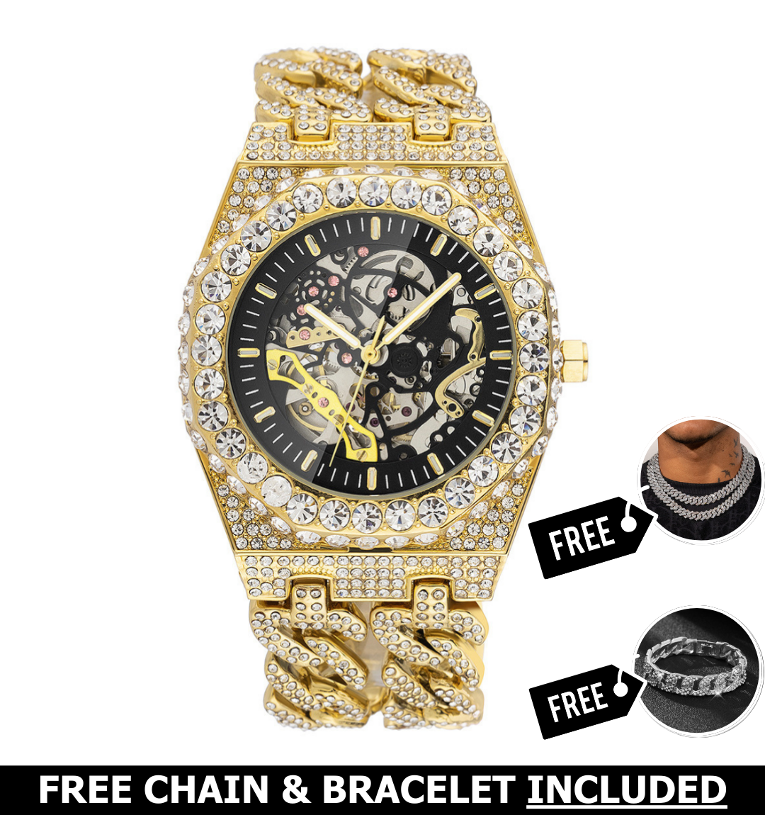 Versace Skeleton Iced Out Watch