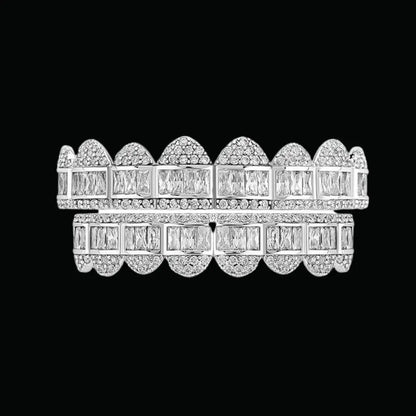 Baguette Paved Setting Iced Out Grillz