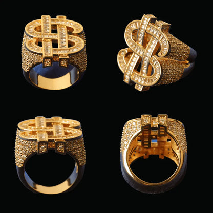 Dollar Sign Iced Out Ring