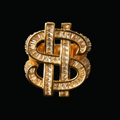 Dollar Sign Iced Out Ring