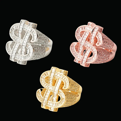 Dollar Sign Iced Out Ring