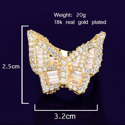 Butterfly Edition Baguette Tennis Iced Out Ring