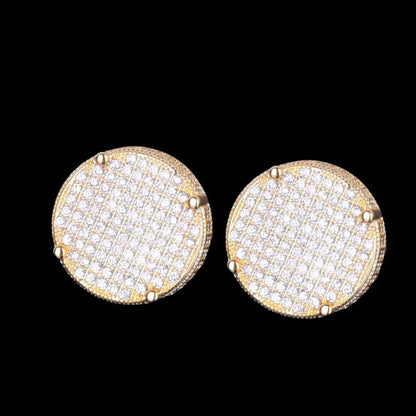 14MM Round Screw Back Iced Out Stud Earrings
