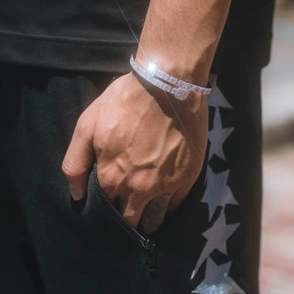 Baguette Bangle Bracelet - White Gold