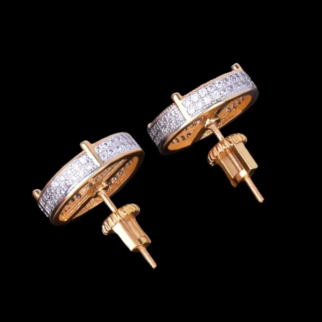 14MM Round Screw Back Iced Out Stud Earrings