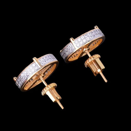 14MM Round Screw Back Iced Out Stud Earrings