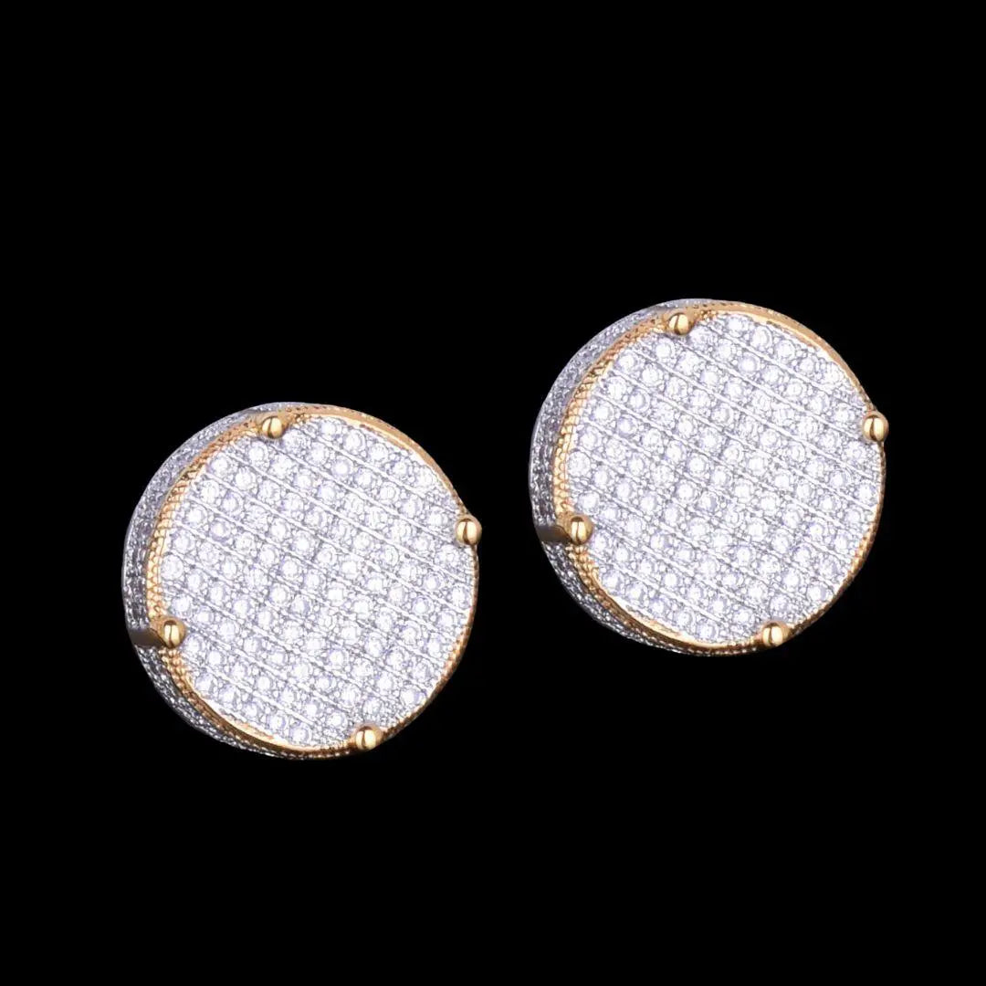 14MM Round Screw Back Iced Out Stud Earrings