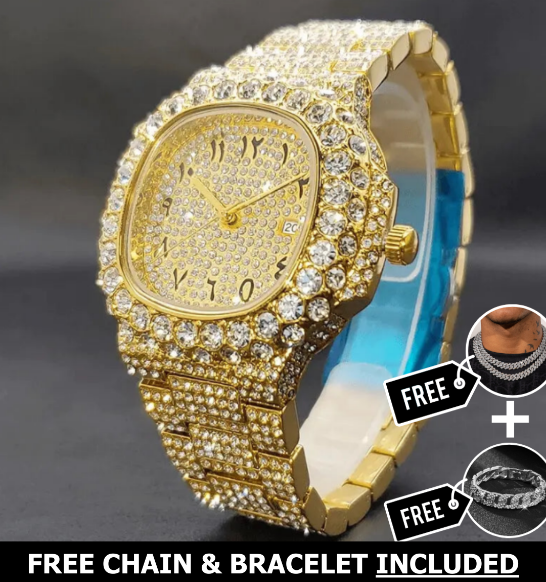 Aquilis Arabic Iced Out Watch