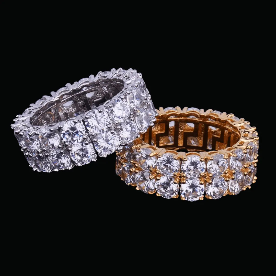 Tennis Two Rows Solitaire Iced Out Ring