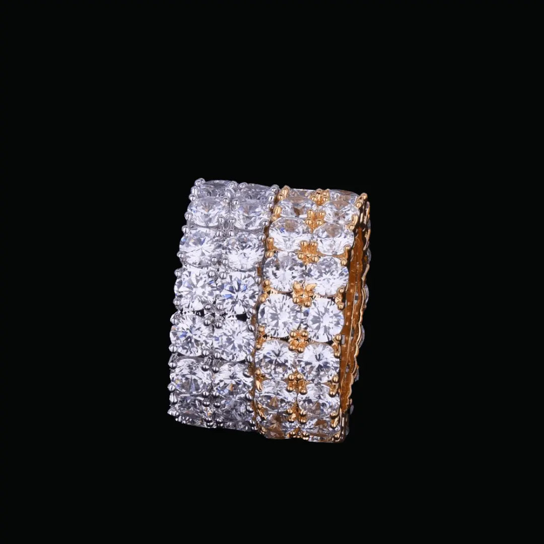 Tennis Two Rows Solitaire Iced Out Ring