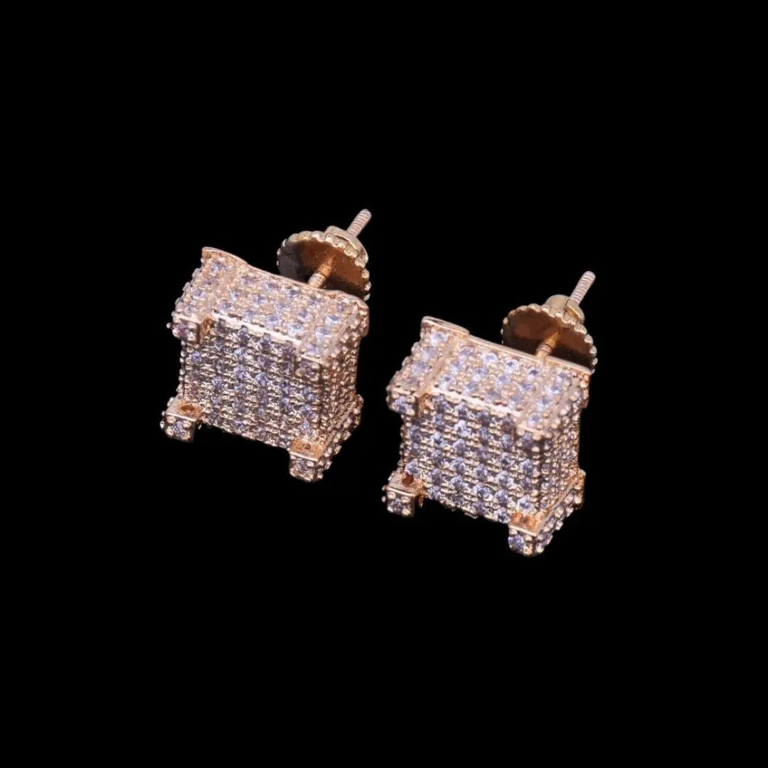10MM Cursive Tennis Screw Iced Out Stud Earrings
