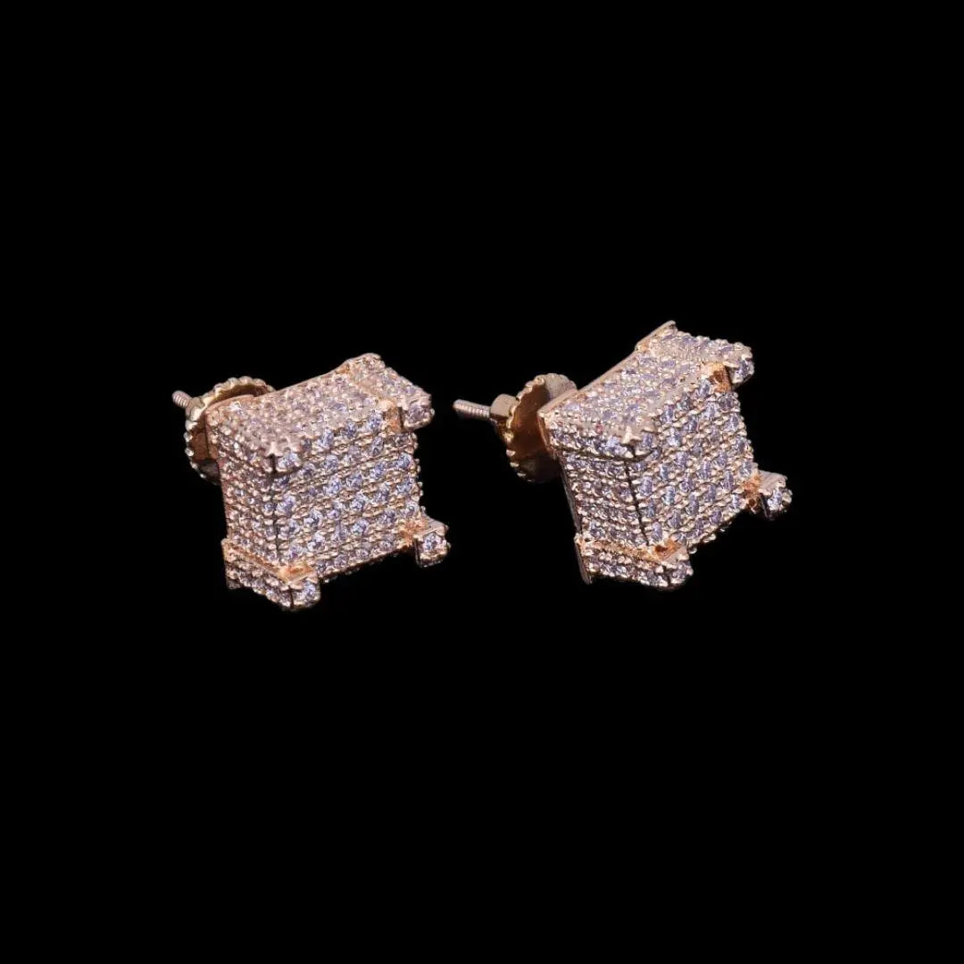 10MM Cursive Tennis Screw Iced Out Stud Earrings