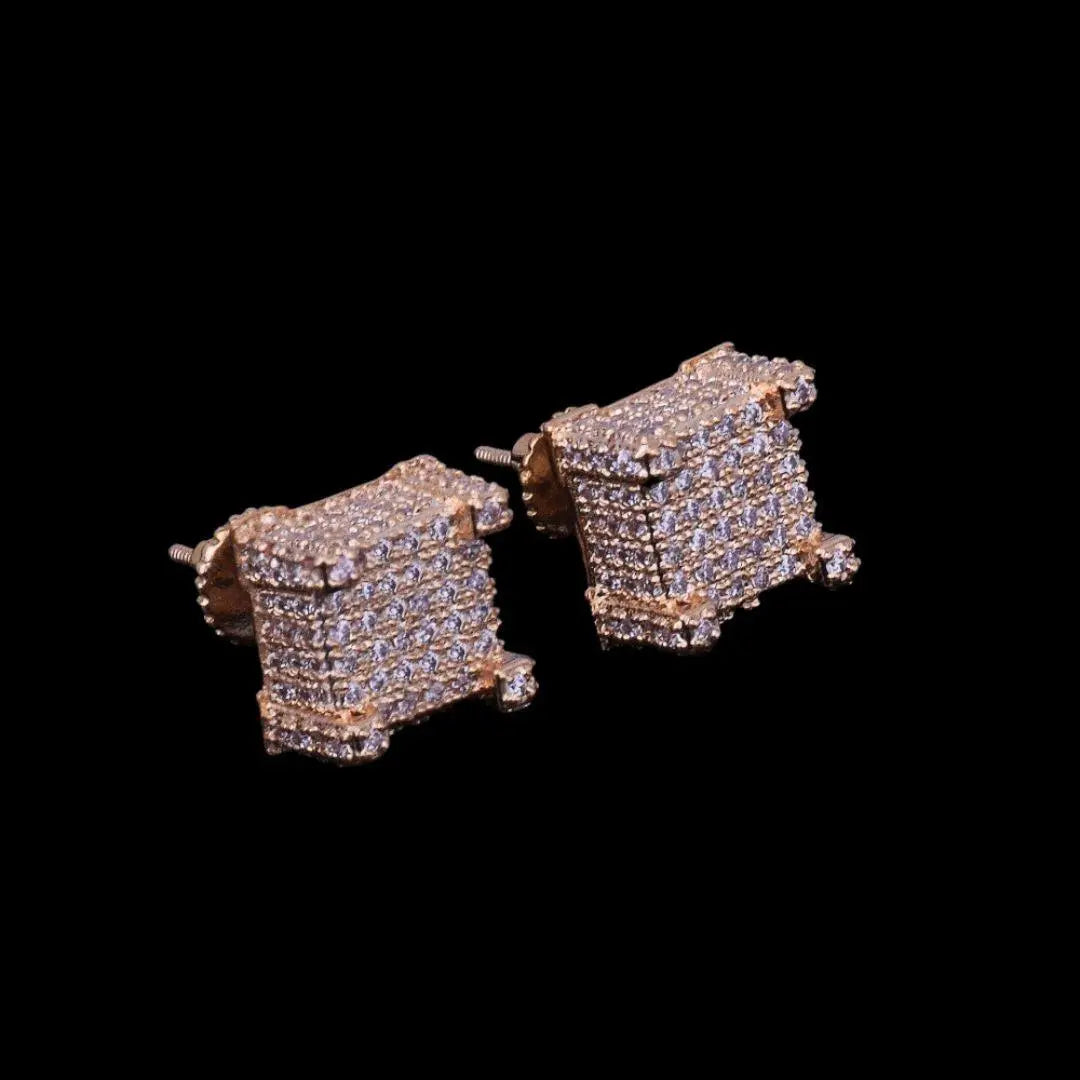 10MM Cursive Tennis Screw Iced Out Stud Earrings