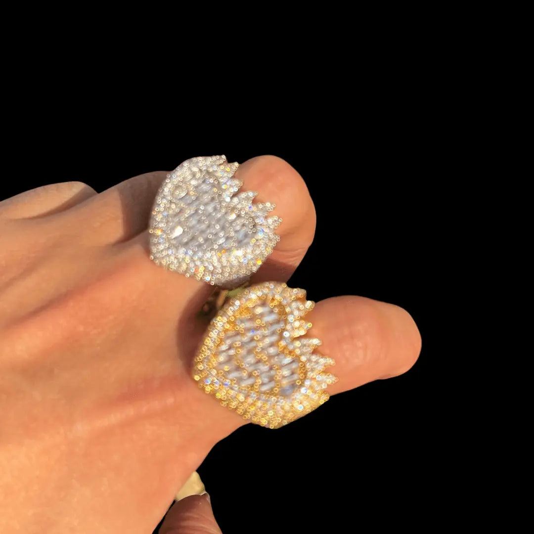 Flamy Heart Iced Out Ring
