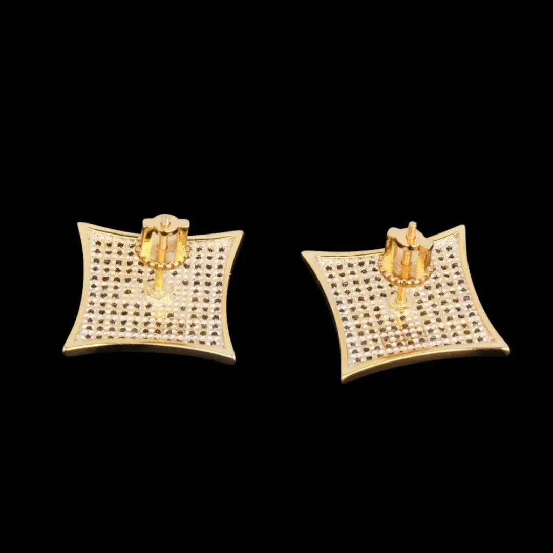12MM Sharp Cursive Iced Out Stud Earrings
