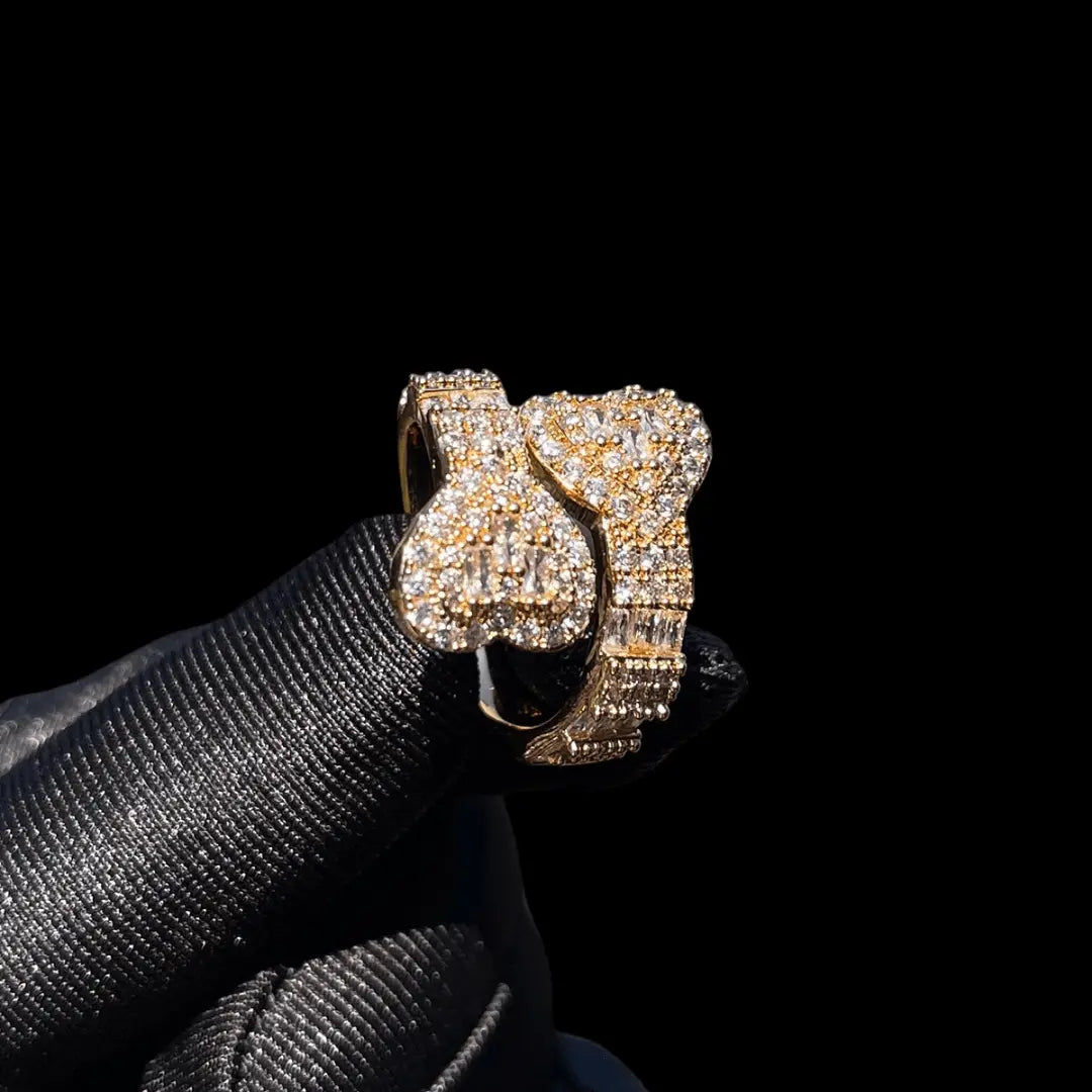 Double Heart Iced Out Ring