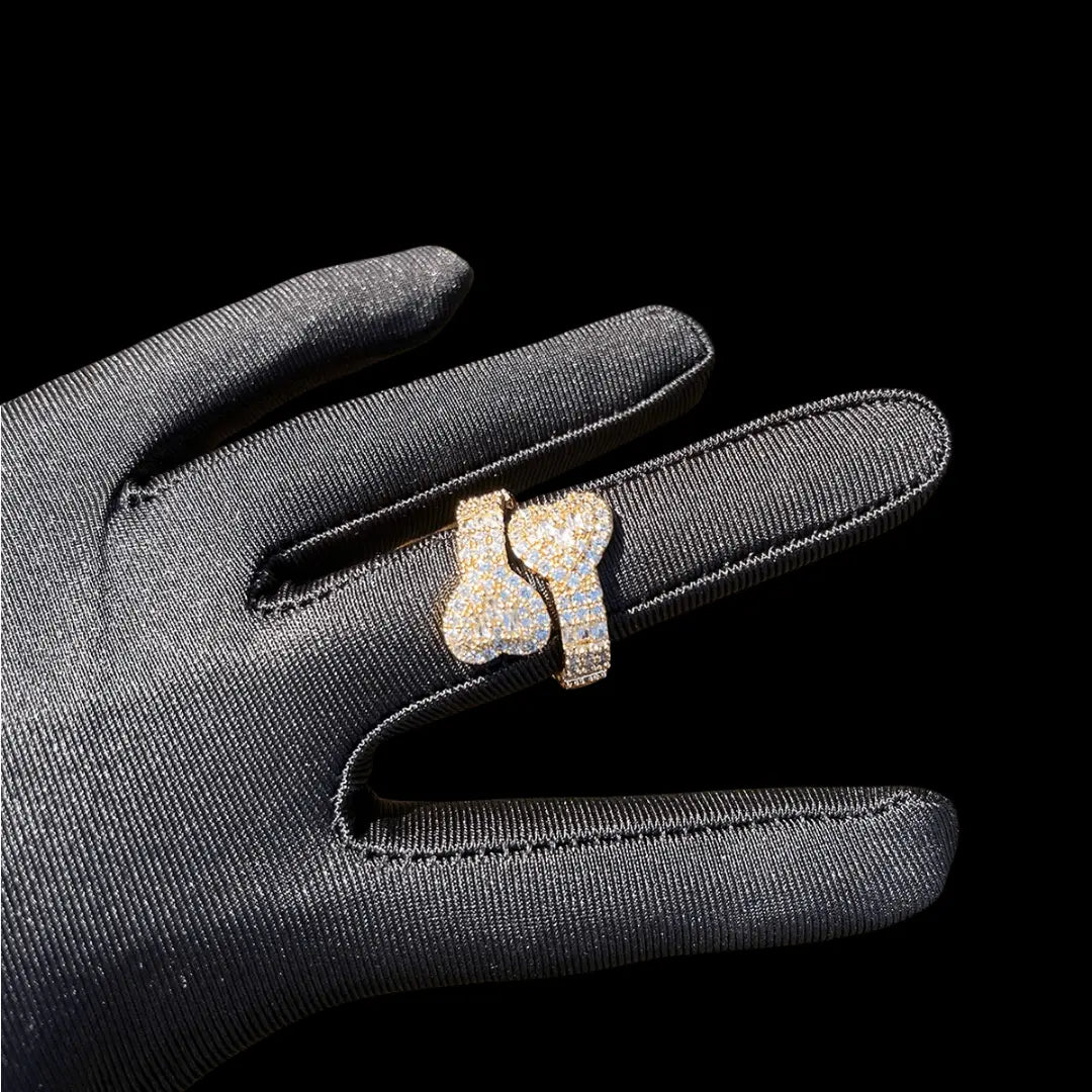 Double Heart Iced Out Ring