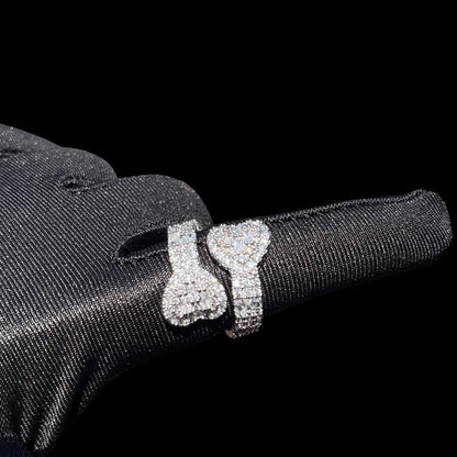 Double Heart Iced Out Ring