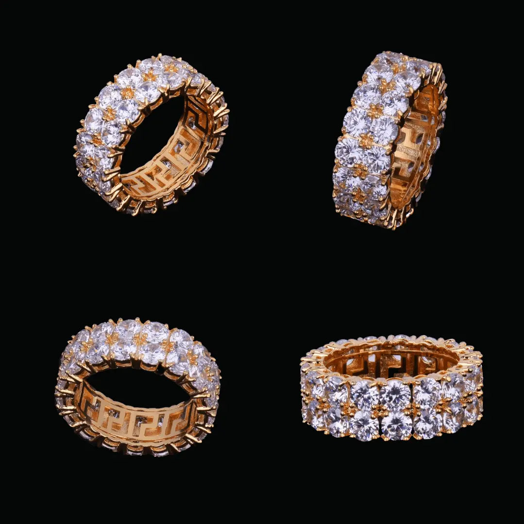 Tennis Two Rows Solitaire Iced Out Ring