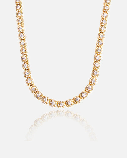 7mm Clustered Tennis Chain - Gold