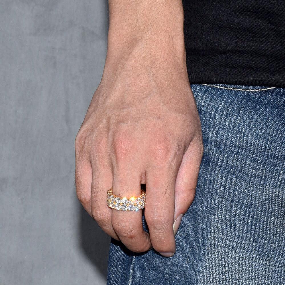 Tennis Two Rows Solitaire Iced Out Ring