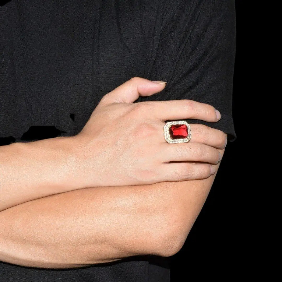 Emerald Stones Iced Out Ring