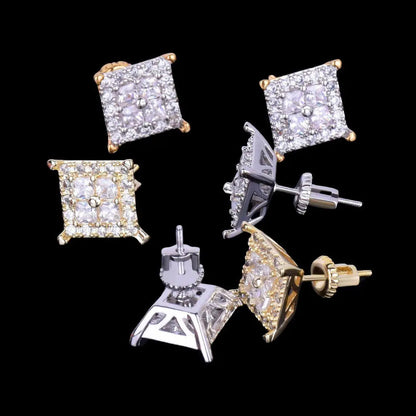 12MM Square Back Iced Out Stud Earrings