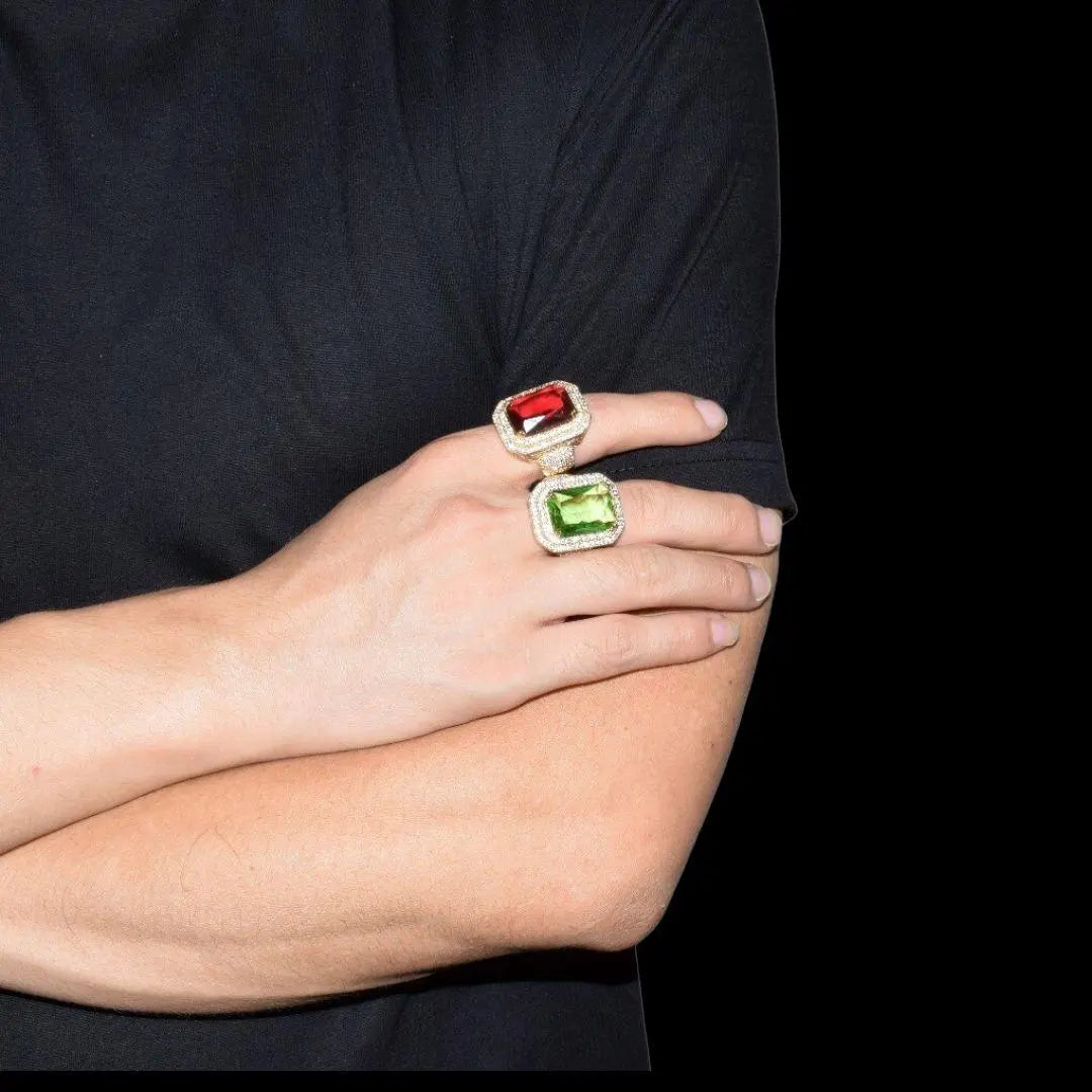 Emerald Stones Iced Out Ring