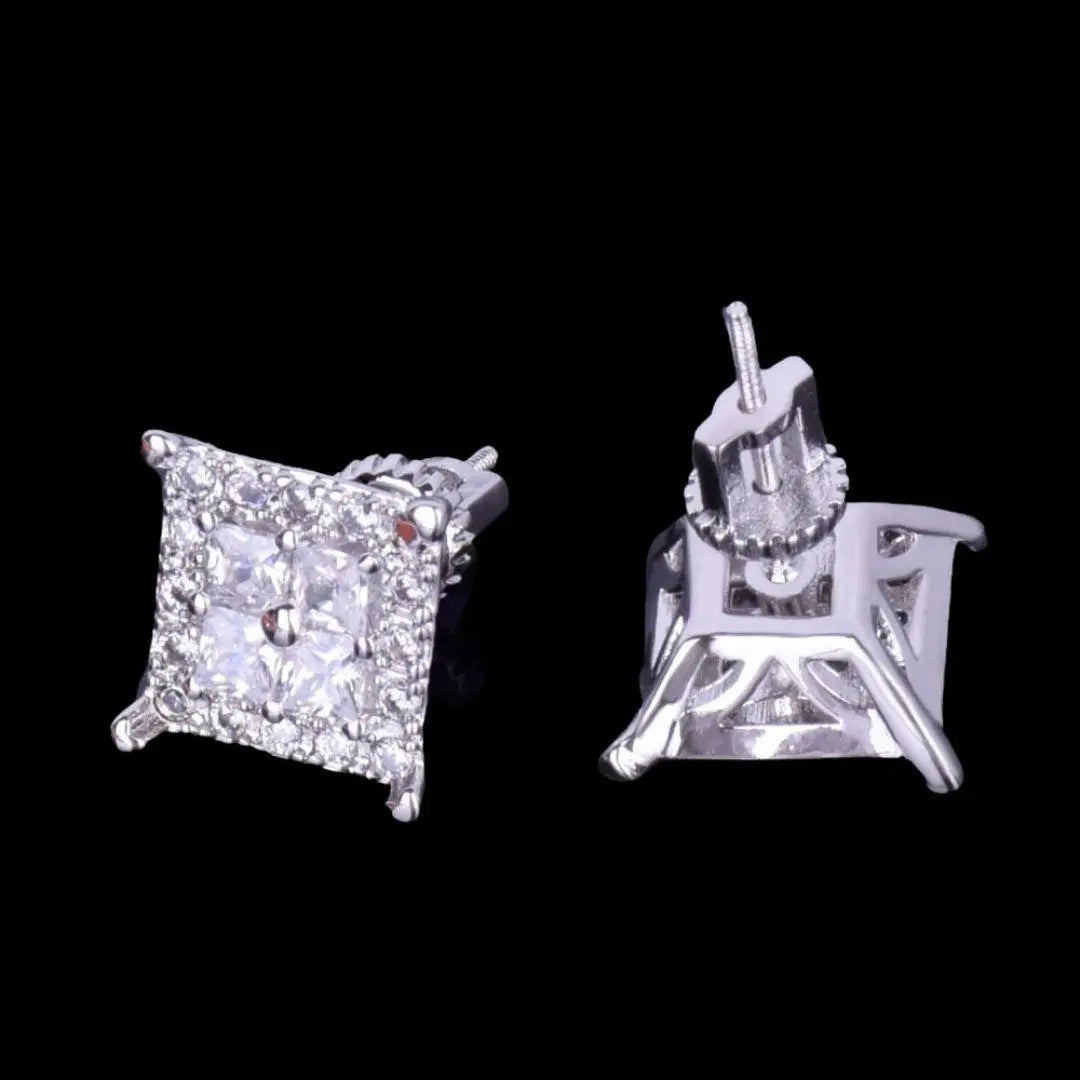 12MM Square Back Iced Out Stud Earrings