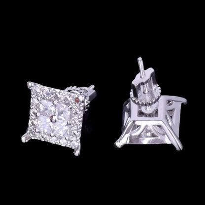 12MM Square Back Iced Out Stud Earrings