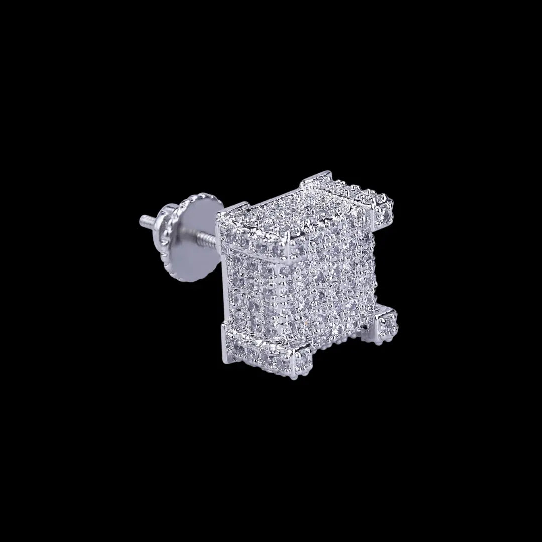 10MM Cursive Tennis Screw Iced Out Stud Earrings