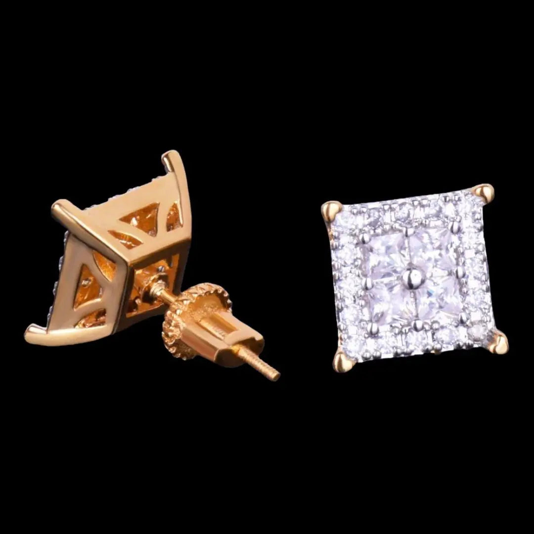 12MM Square Back Iced Out Stud Earrings