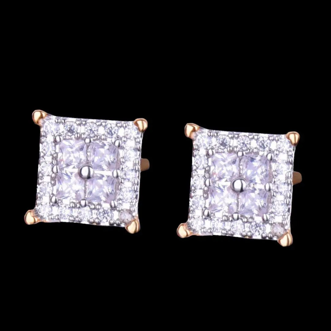 12MM Square Back Iced Out Stud Earrings