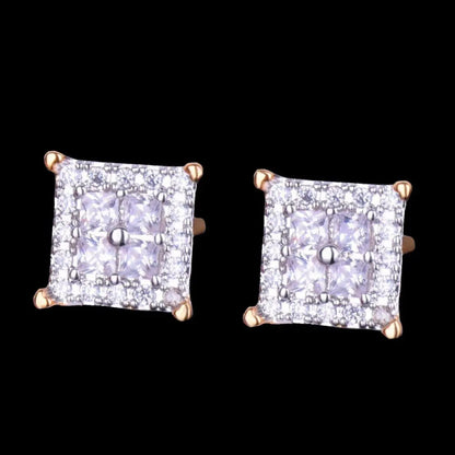 12MM Square Back Iced Out Stud Earrings