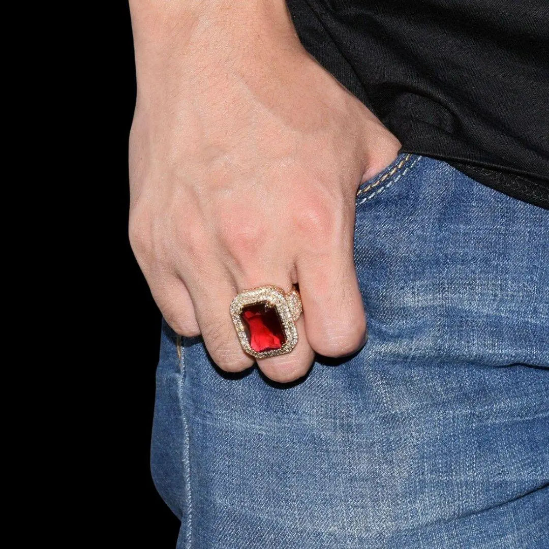 Emerald Stones Iced Out Ring