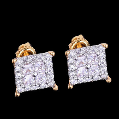 12MM Square Back Iced Out Stud Earrings