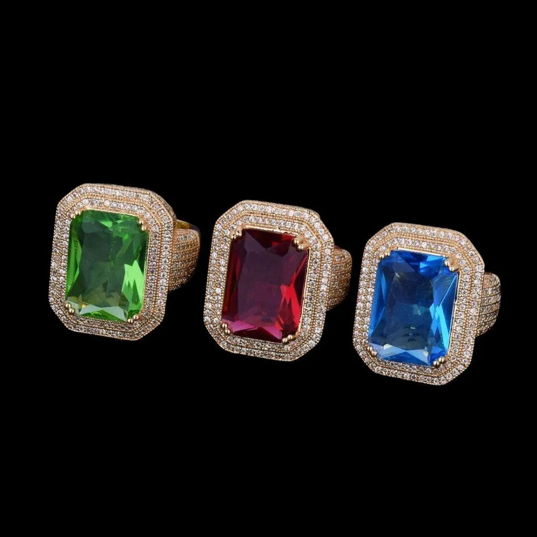 Emerald Stones Iced Out Ring