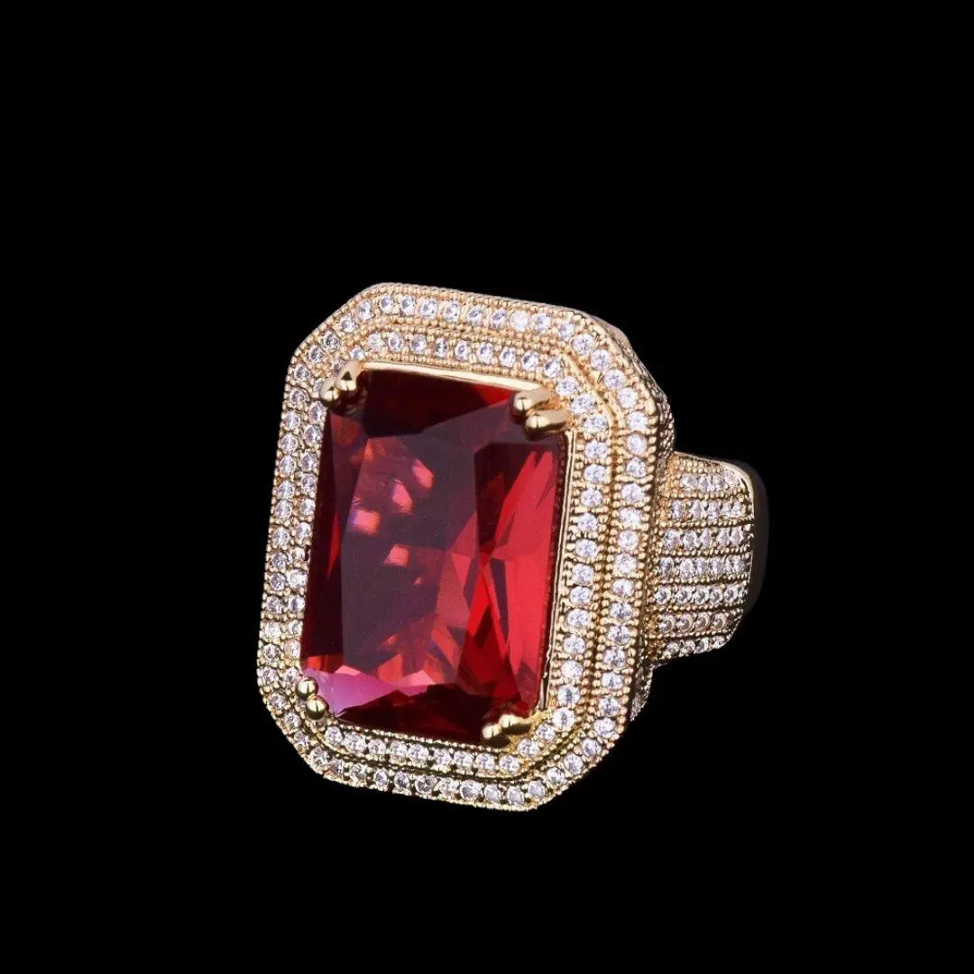 Emerald Stones Iced Out Ring