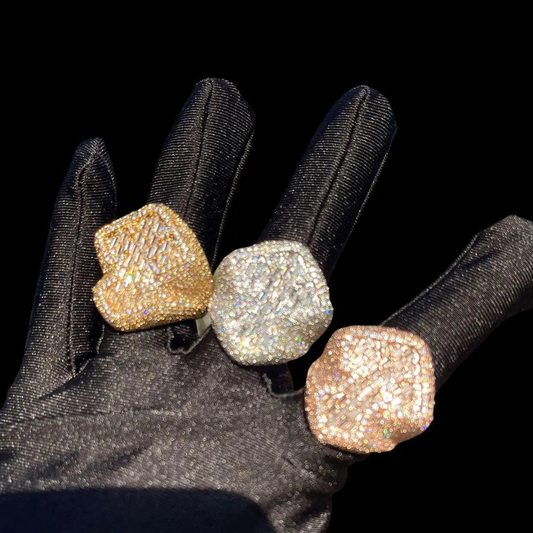 Cross Baguette Iced Out Ring