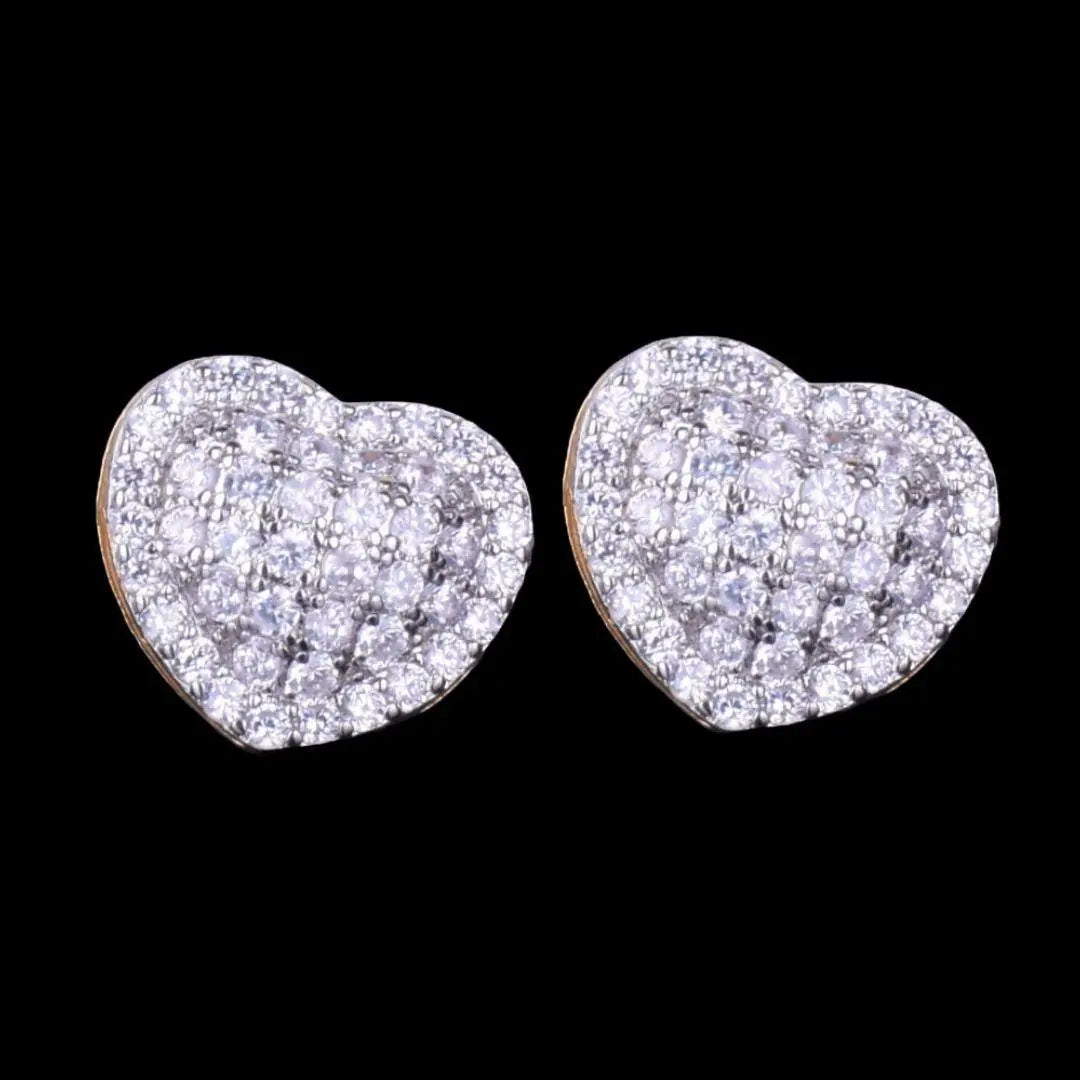 14MM Tennis Heart Iced Out Stud Earrings