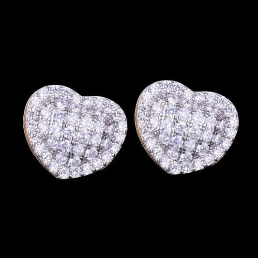 14MM Tennis Heart Iced Out Stud Earrings