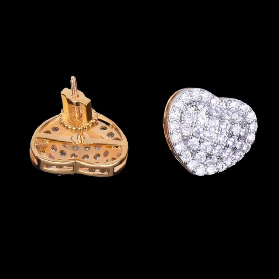 14MM Tennis Heart Iced Out Stud Earrings