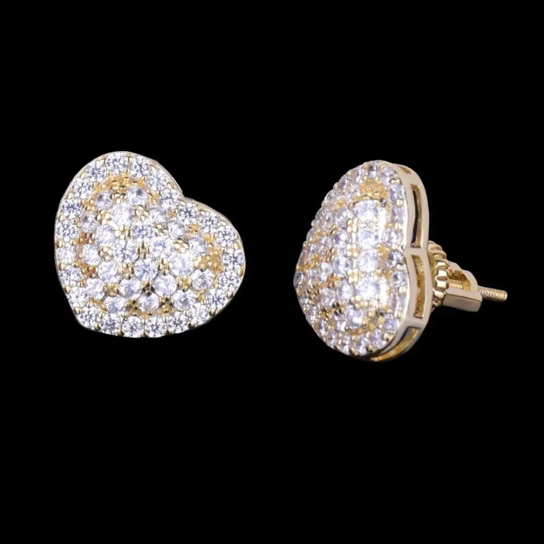14MM Tennis Heart Iced Out Stud Earrings
