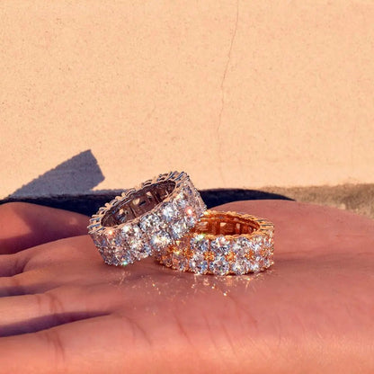 Tennis Two Rows Solitaire Iced Out Ring