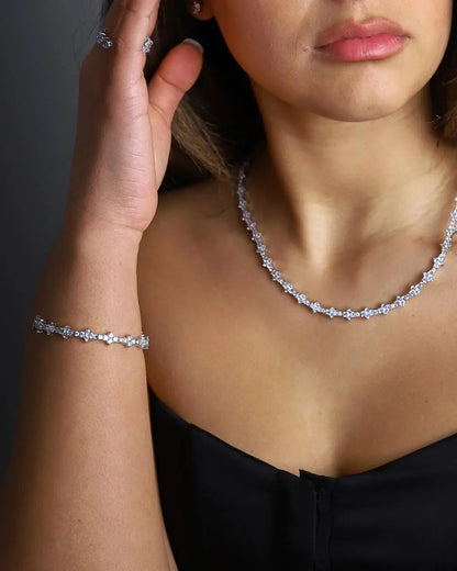Comb Tennis Bracelet - White Gold