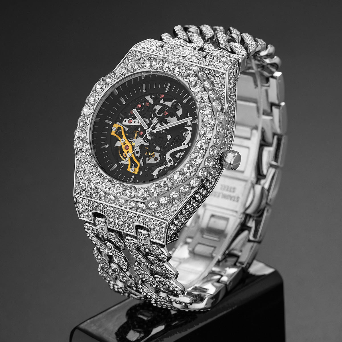 Versace Skeleton Iced Out Watch